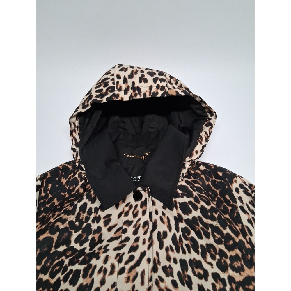 Kate Spade New York Women's Hooded Leopard Rain Trench Jacket Size Small - Picture 6 of 16